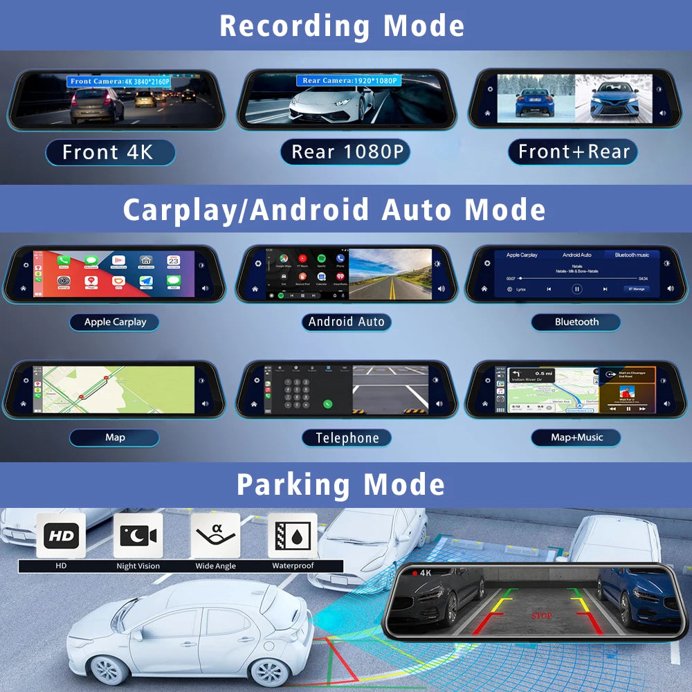 Dashcam 4K Camera with Android Auto GPS