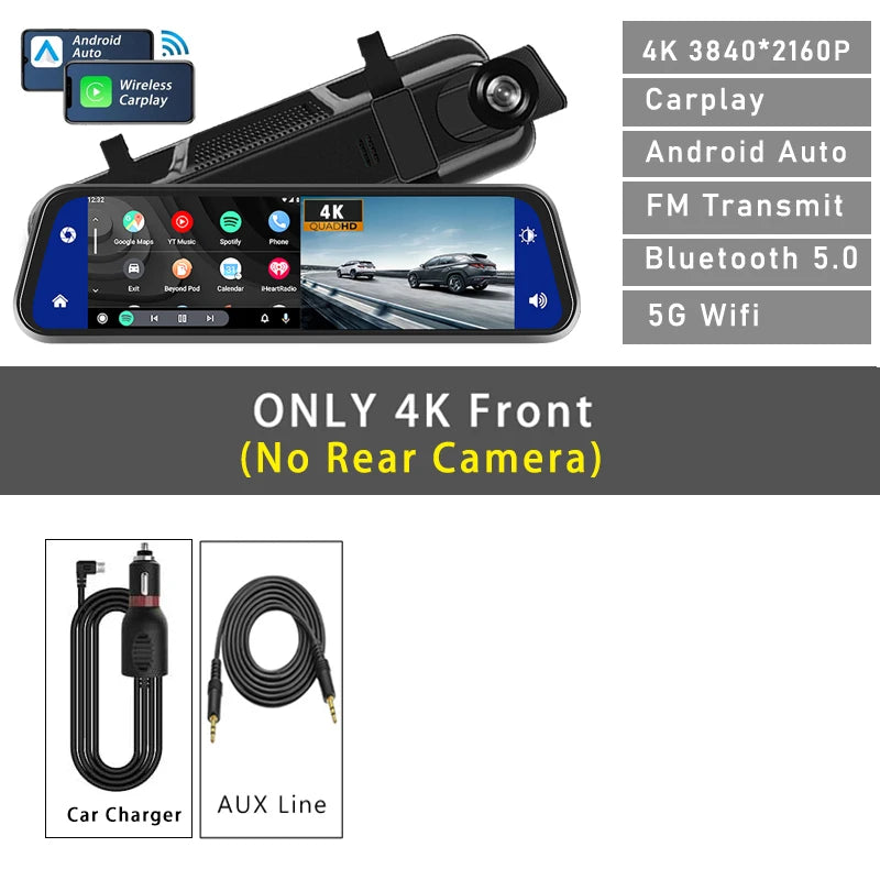 Dashcam 4K Camera with Android Auto GPS