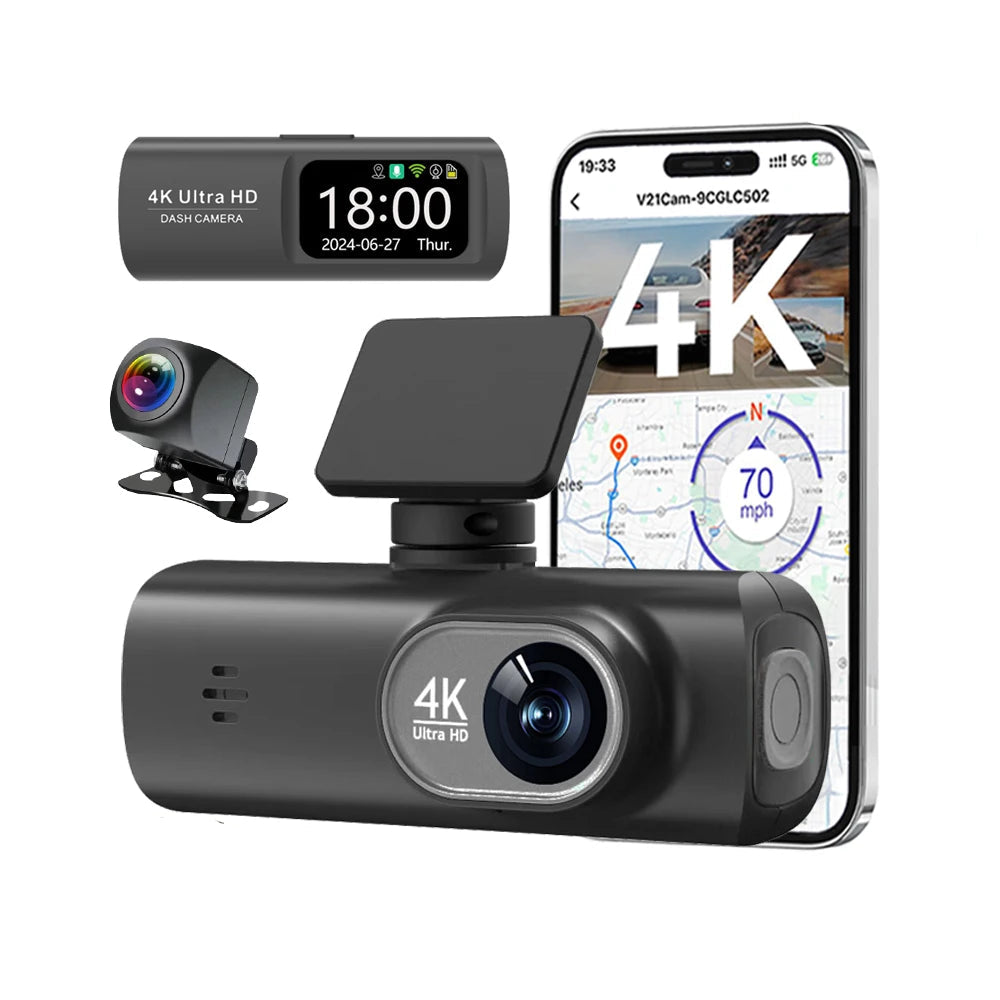 4K Dash Cam Dual Lens Driving Recorder Camera