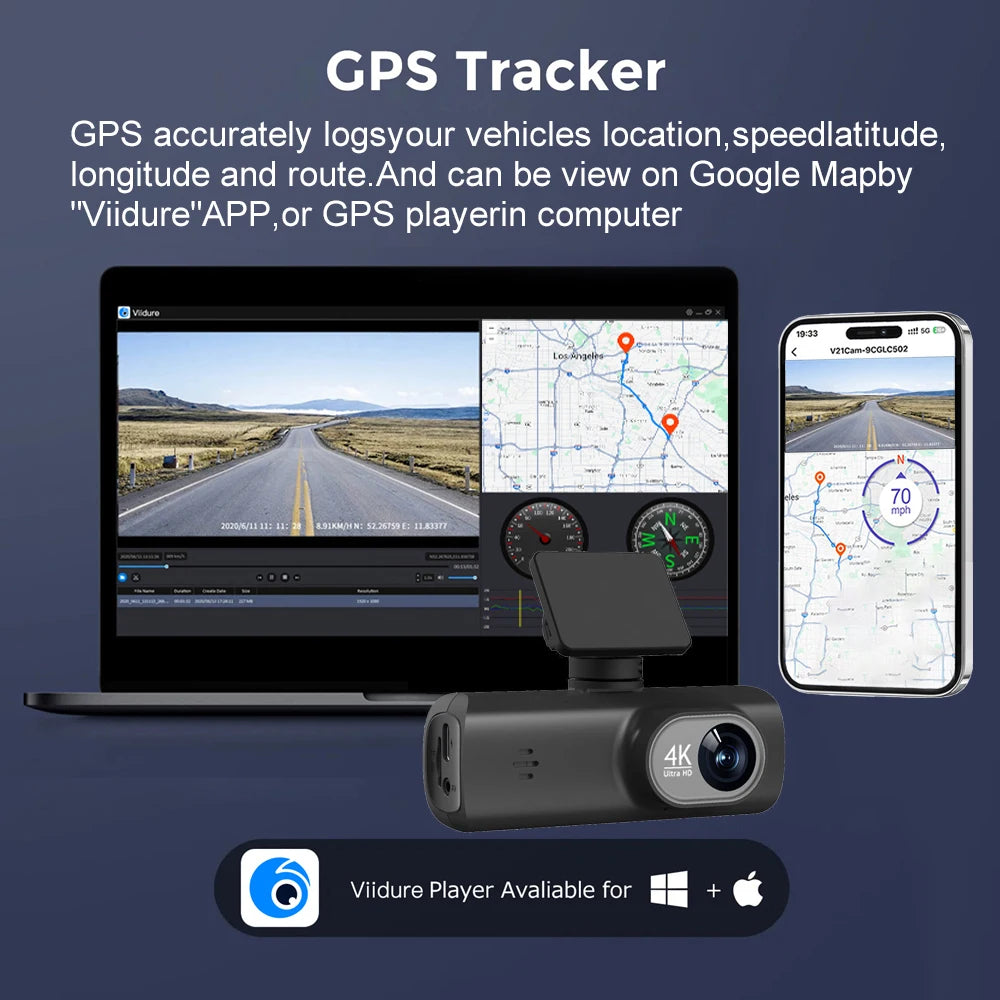 4K Dash Cam Dual Lens Driving Recorder Camera