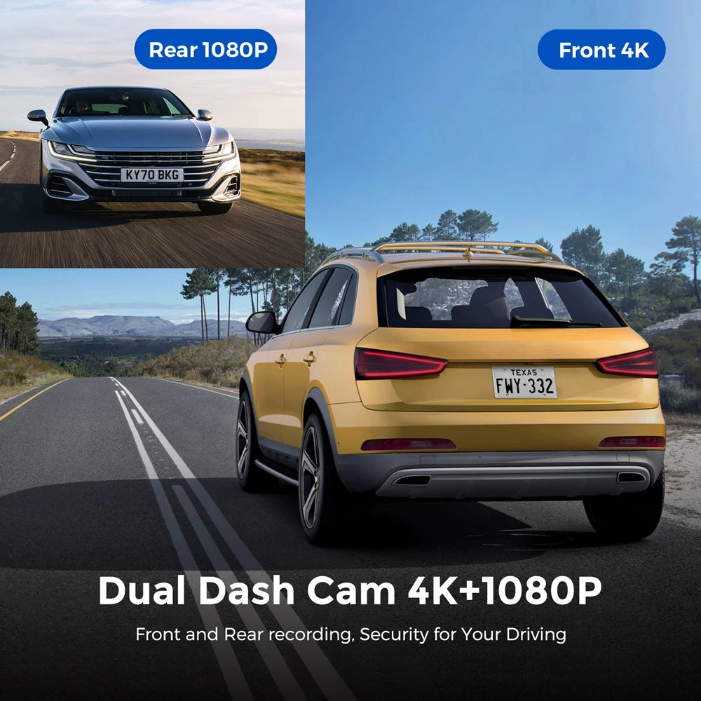 4K Dash Cam Dual Lens Driving Recorder Camera