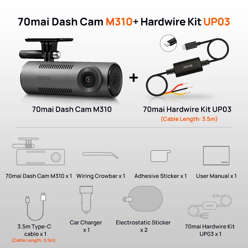 70mai Dash Cam M310  Resolution with Smart Voice Control