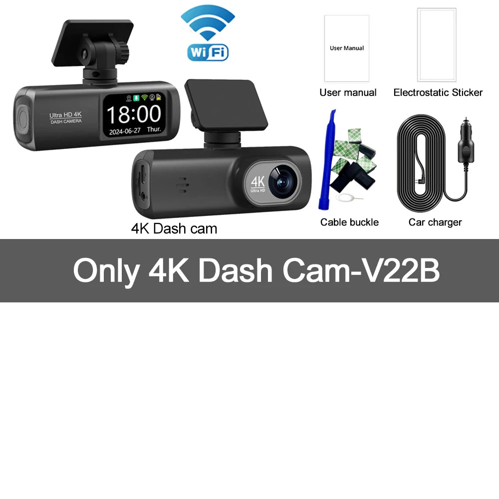 4K Dash Cam Dual Lens Driving Recorder Camera