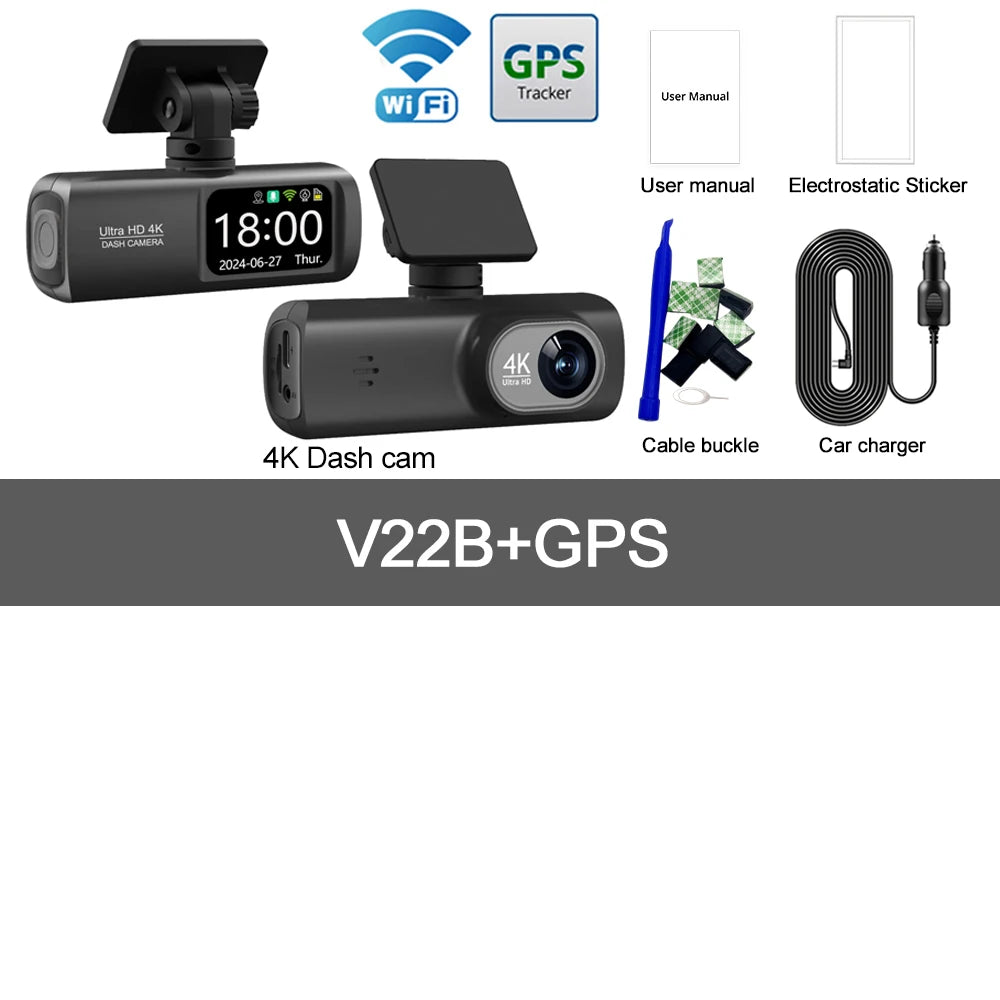 4K Dash Cam Dual Lens Driving Recorder Camera