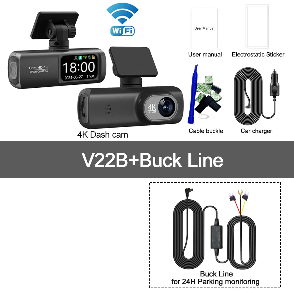 4K Dash Cam Dual Lens Driving Recorder Camera